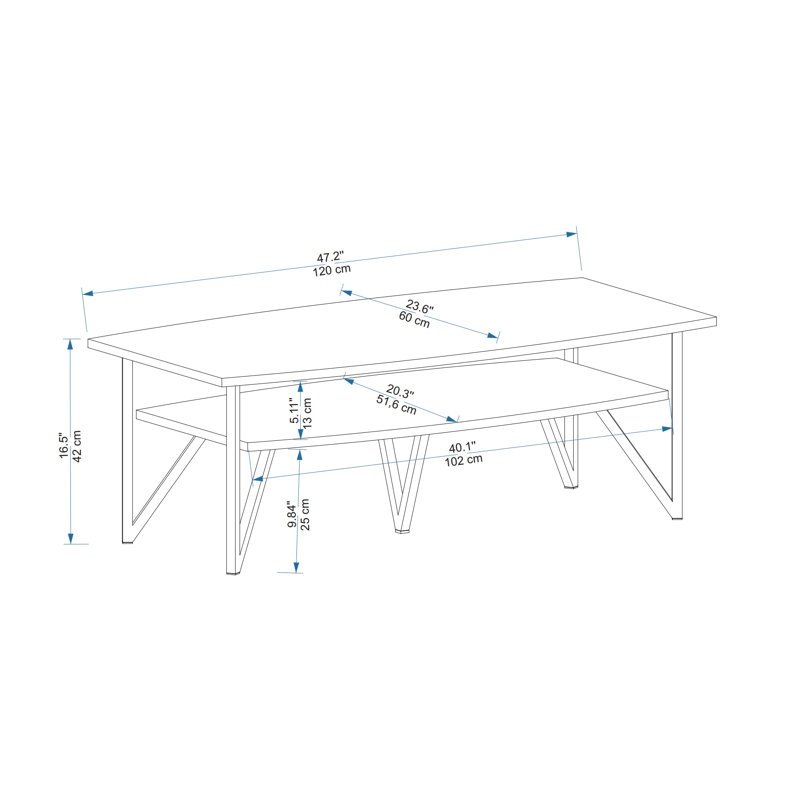 Four Leg Coffee Table with Storage, Atlantic Pine