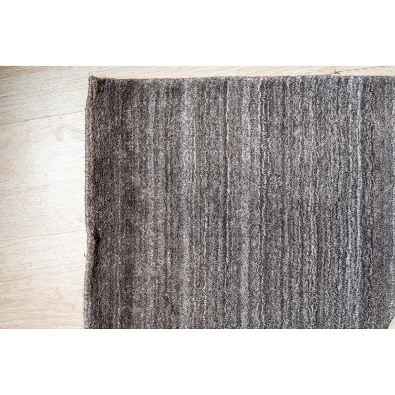 Gray Handloomed Wool Subtle Ombre Stripes Geometric Modern Contemporary Carpet Rug, 8' x 10'