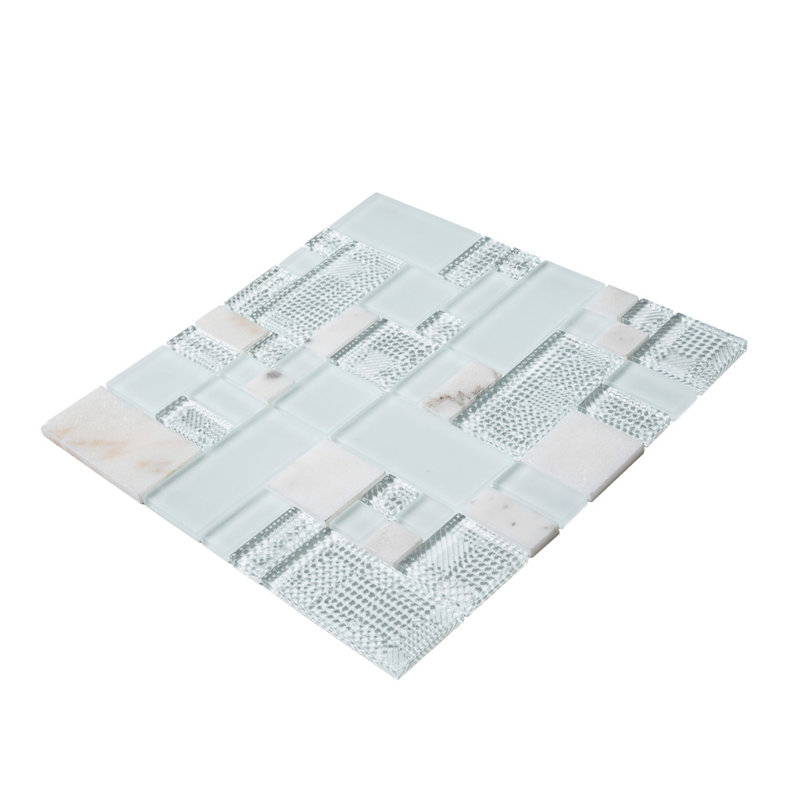 1.9 in. x 1.9 in. Grid Polished Tile, White