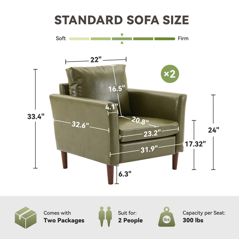 Ensemble de 2 chaises d'appoint Bobur, Similicuir vert olive