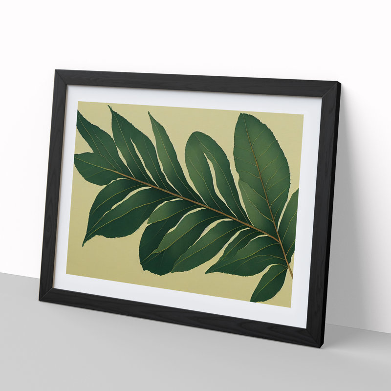 XH1022-7165X Pretty Leaves Vol.3 - Single Picture Frame Print, Black, 46cm H x 64cm W