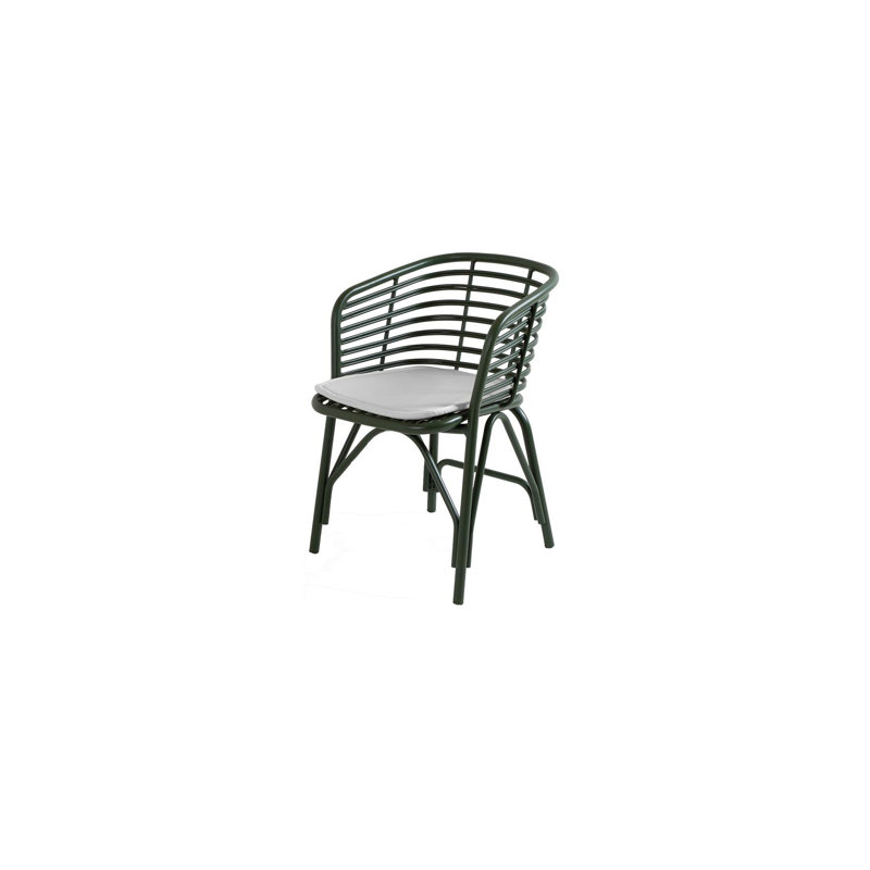 Blend Patio Dining Armchair with Cushion, Gray, Dark Green