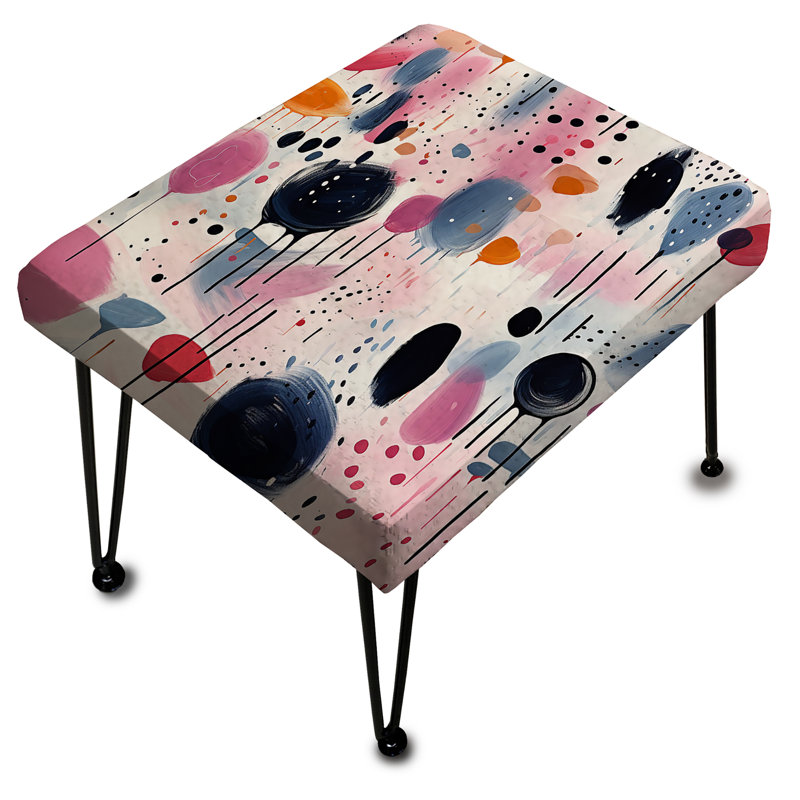 Pink And Beige Strokes Harmony - Geometric Rectangle Ottoman