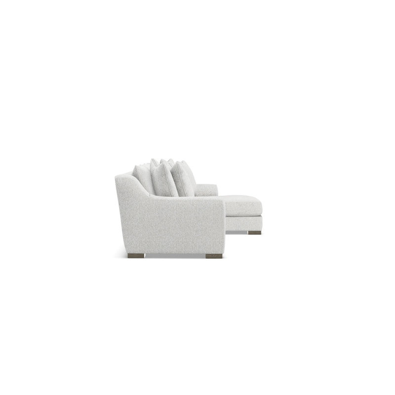 Chaise Sectional, White Polyester, 35" H x  135" W x 63.5" D, Right Hand Facing
