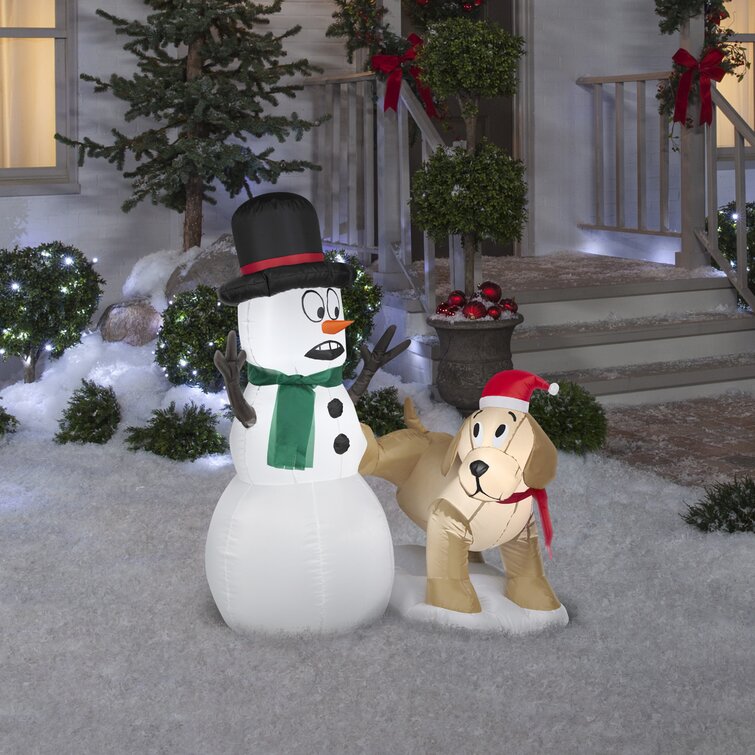 Gemmy Industries Airblown-Golden Retriever w/Snowman - Wayfair Canada