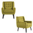 Davey Upholstered Green Velvet Tufted Wide Back Armchair with Solid Wood Leg