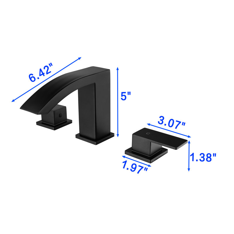 Widespread 2-handle Bathroom Faucet with Drain Assembly, Matte Black