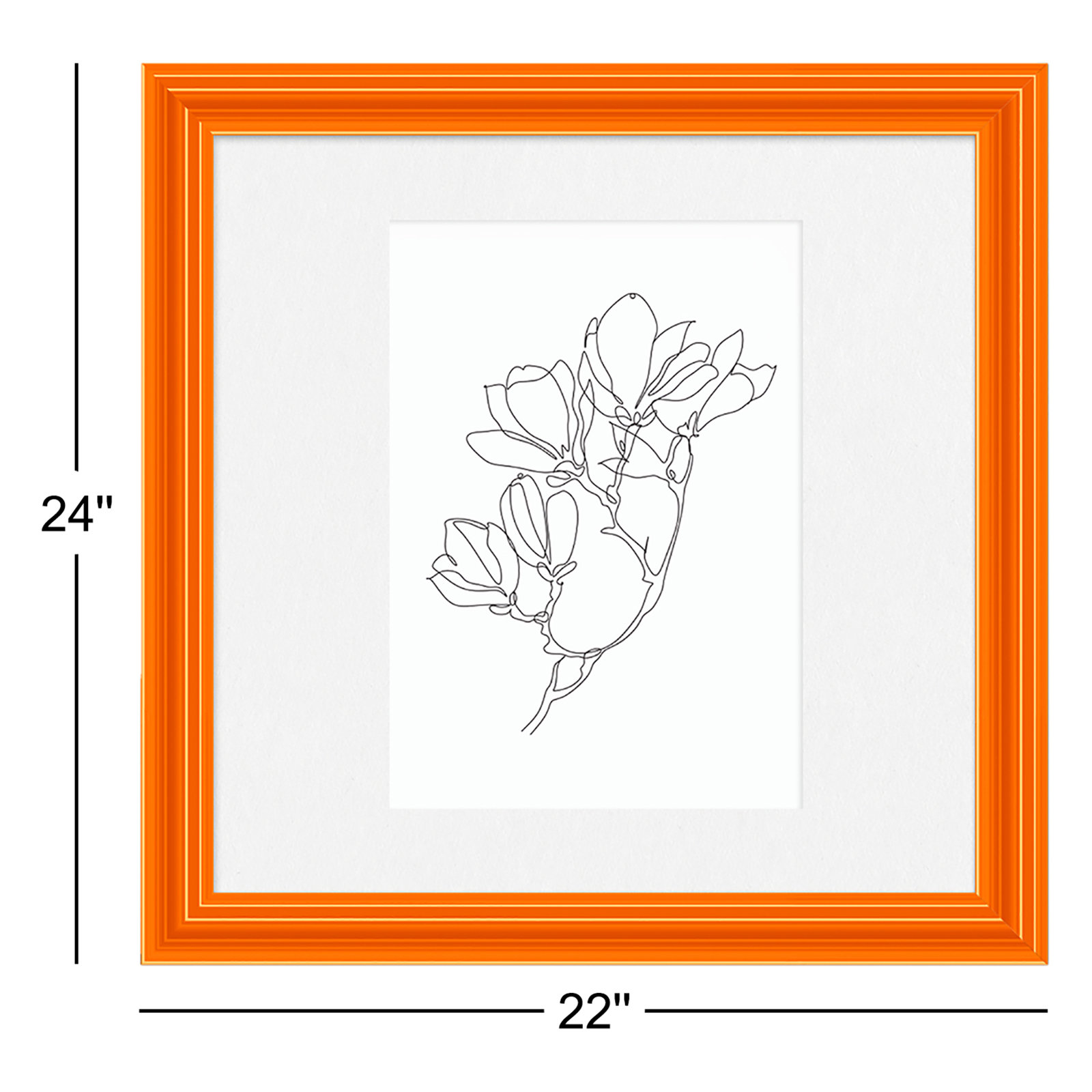 Lilli Wood Beveled Picture Frame with Mat, Orange, 20" x 20", 11" x 14"