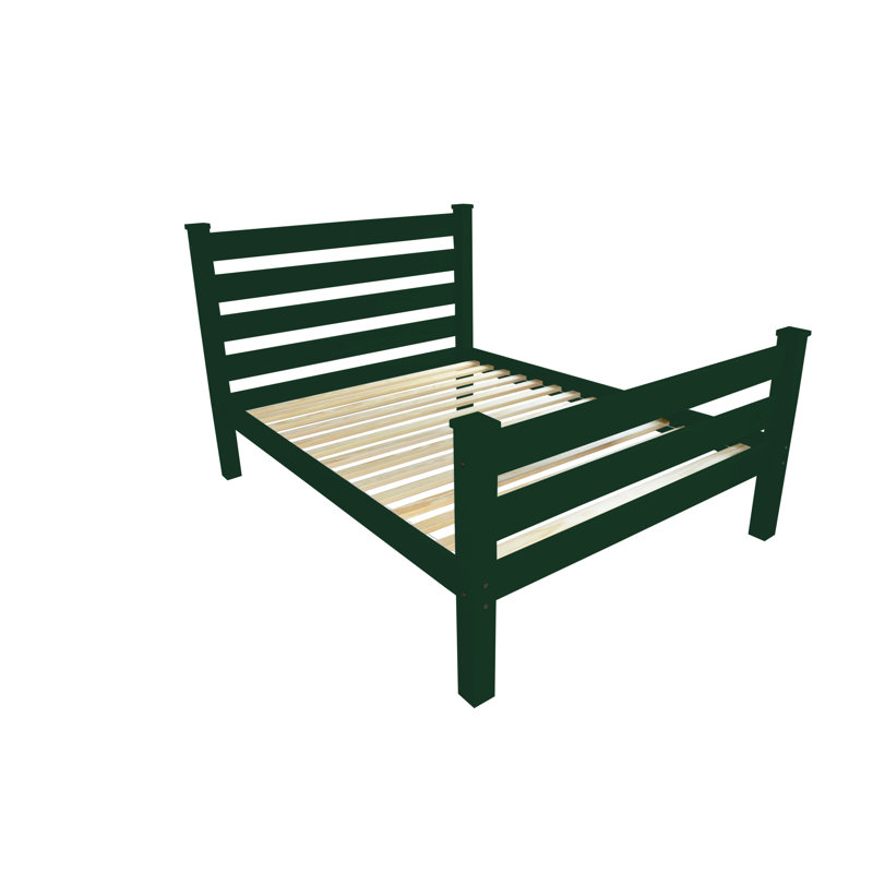 Structure de lit double en bois massif vert foncé
