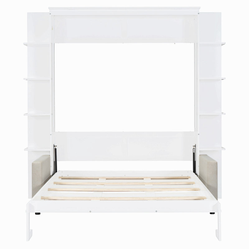 Grand lit escamotable mural avec canapé, Blanc