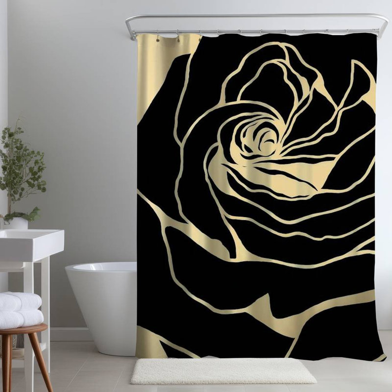 Floral – Polyester Shower Curtain, Dye Sublimation Print, 71" W × 74" L
