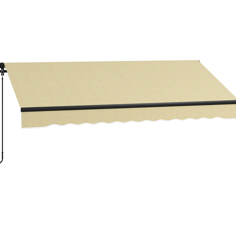 Auvent de jardin rétractable 8 pi x 6,5 pi, abri de jardin avec contrôle manuel, tissu 280 g / m², cadre en aluminium robuste, manivelle beige pour parasol, cadre stable pour terrasse, balcon, cour, abat-jour