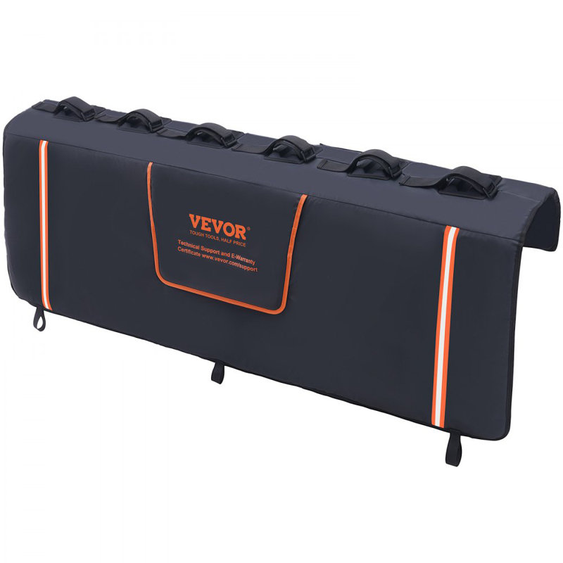 Coussin de hayon pour camion, coussin de hayon pour camion de 62 po transportant 6 vélos de montagne, coussin de protection pour hayon à rainures améliorées avec bandes réfléchissantes et poches pour outils, avec ouverture pour la plupart des camion