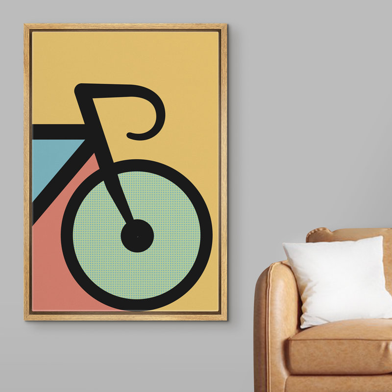 " Abstract Shapes Of Bicycle ", Brown Framed, 36" H x 24" W x 1.5" D
