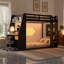 Lit simple superposé en bois avec bureau, deux tablettes de rangement, USB et lumière DEL-133234550