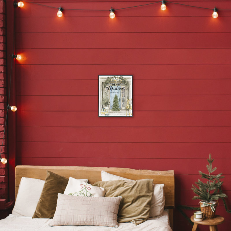Giclée encadrée et porte Merry Christmas, design par Jesse Keith, H 14 po x l 11 po, Giclée encadrée noir minuit