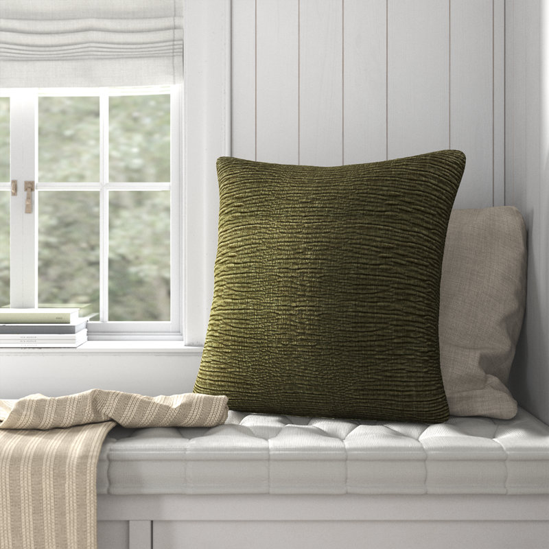 Edan Polyester/Polyester Blend Lumbar Rectangular Pillow Cover, Olive, 22"H x 22"W, Polyester/Polyfill