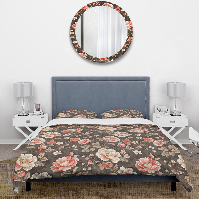 Ensemble de housse de couette Brown Garden, Housse de couette très grand et 2 très grandes t