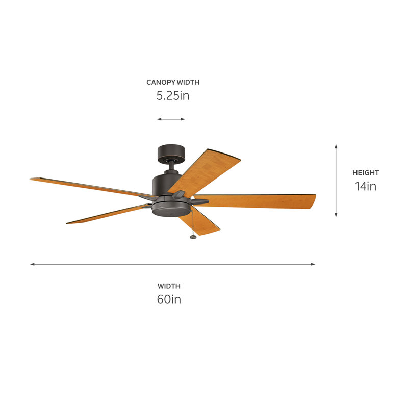 Ventilateur de plafond 5 pales Bowen, Bronze patiné avec pales en noyer