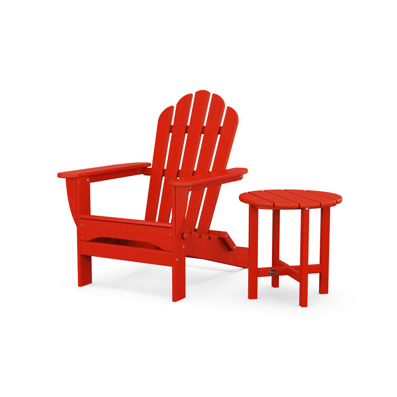 Monterey Bay Folding Adirondack Chair with Side Table, Sunset Red