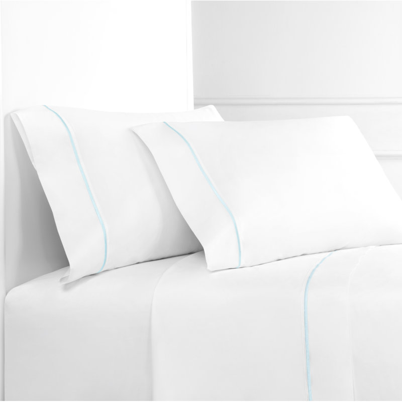 Benin Sheet Set, Twin Sheet Set + Fitted Sheet + 1 Pillowcase, Aqua