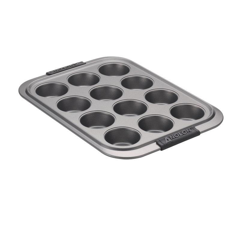 Anolon Advanced Bakeware Nonstick Muffin Pan with Lid, 12-Cup, Graphite