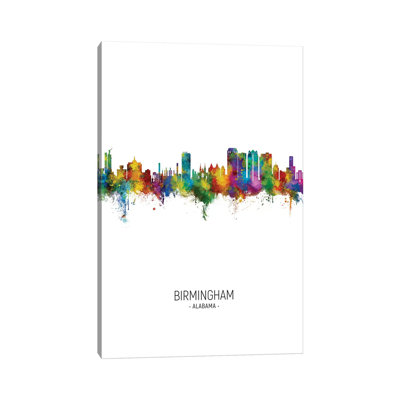 Birmingham Alabama Skyline Portrait by Michael Tompsett - 1 Piece Wrapped Canvas Wall Art