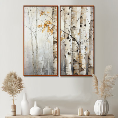 Argent et bouleau beige, beauté du bois I - impressions sur toile argentées