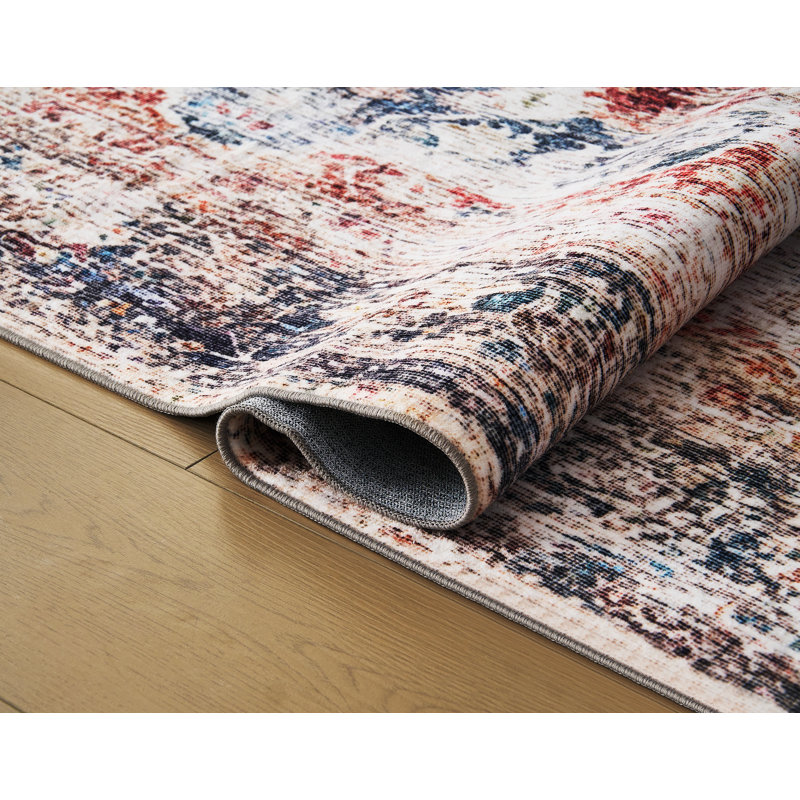 Rokeisha Washable Oriental Indoor Rug, Rectangle 9' x 12'