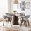 Ensemble repas moderne 5 pièces avec chaises rembourrées avec dossier et accoudoirs, pour 4 personnes