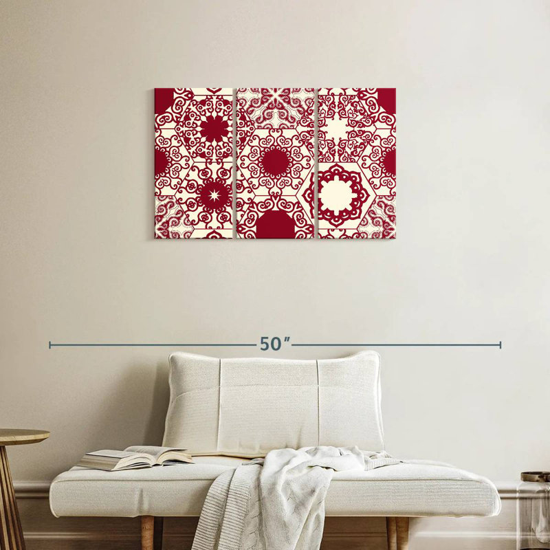 Kerner Red Hexagon Patterns, 20" H x 33" W