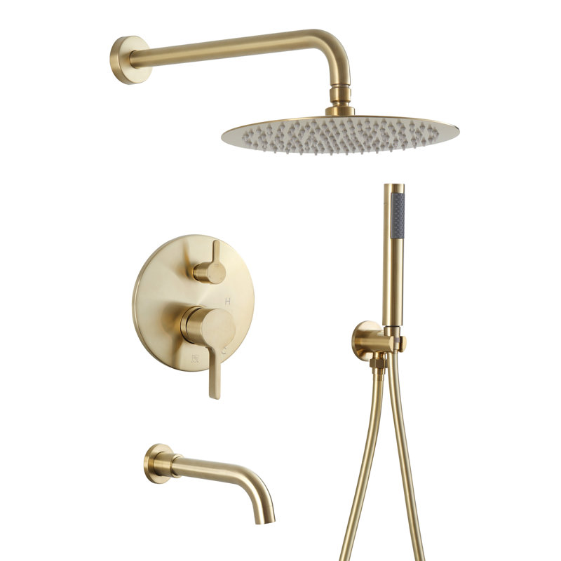 Robinet de baignoire et douche Calder avec valve brute, PVD or brossé