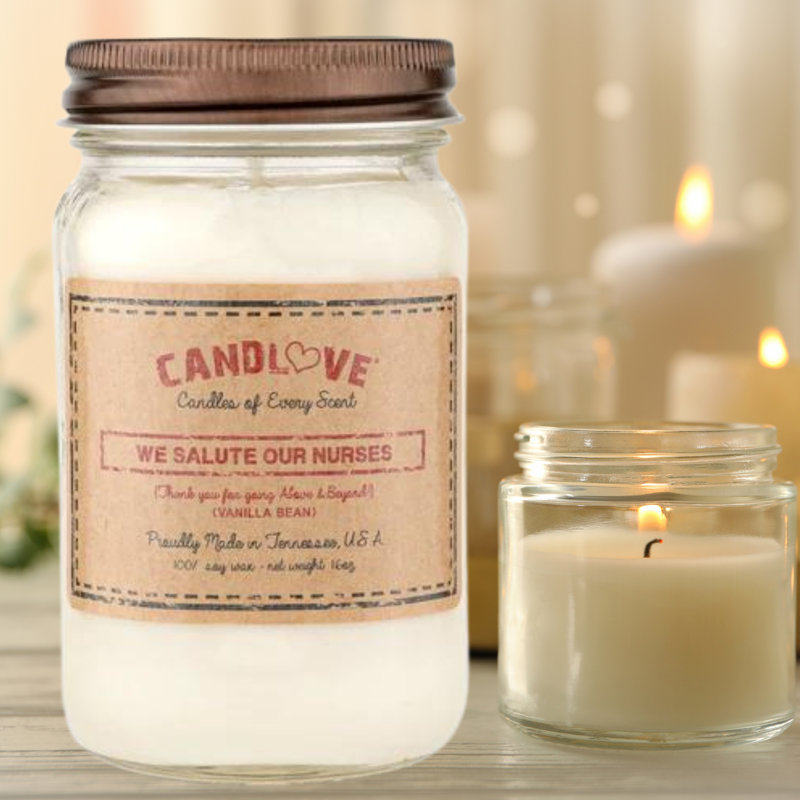 Vanilla Scented Jar Candle with Glass Holder
