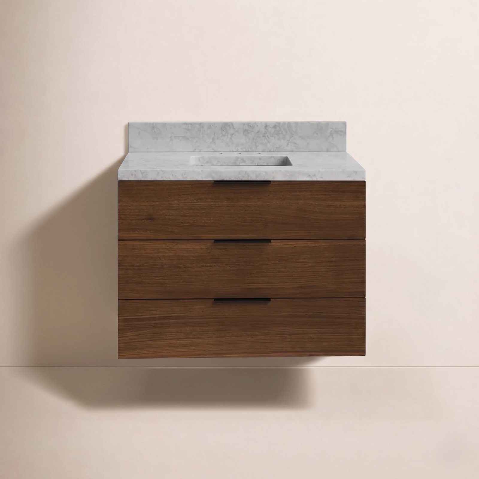 Mitchell 36'' Single Bathroom Vanity, Carrara Marble, Walnut