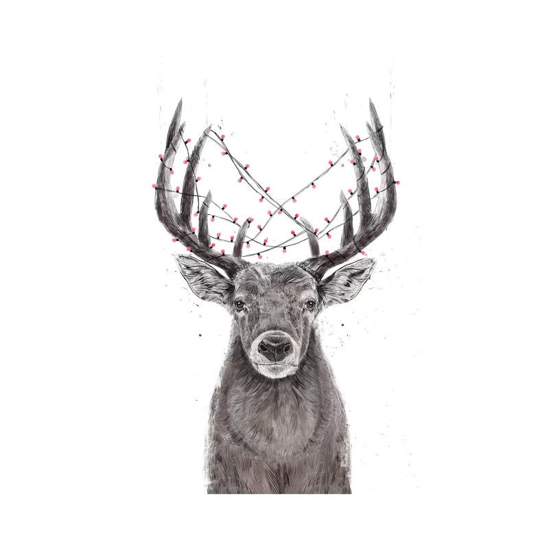 Xmas Deer by Balazs Solti - Wrapped Canvas Gallery-Wrapped Canvas Giclée, 152.5 cm H x 101.5 cm W