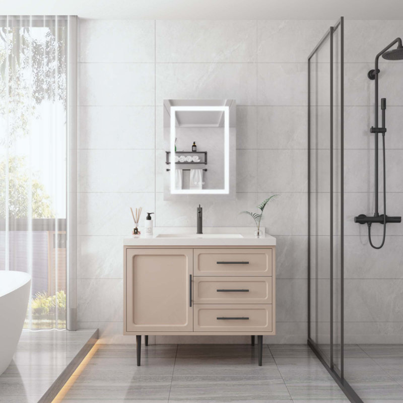 Armoire de salle de bain avec miroir à fixation murale à DEL pour salle de bain