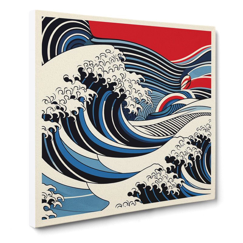 Japanese Wave Bauhaus No.3 - Wrapped Canvas, 35cm H x 35cm W x 3cm D