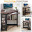 Bureau en coin Lambrecht avec tablettes de rangement, bureau d'ordinateur triangulaire avec plateau à clavier et étagères pour petits espaces, bureau d'écriture compact à 90 degrés pour bureau d'ordinateur personnel, salon, chambre à coucher-1511877223