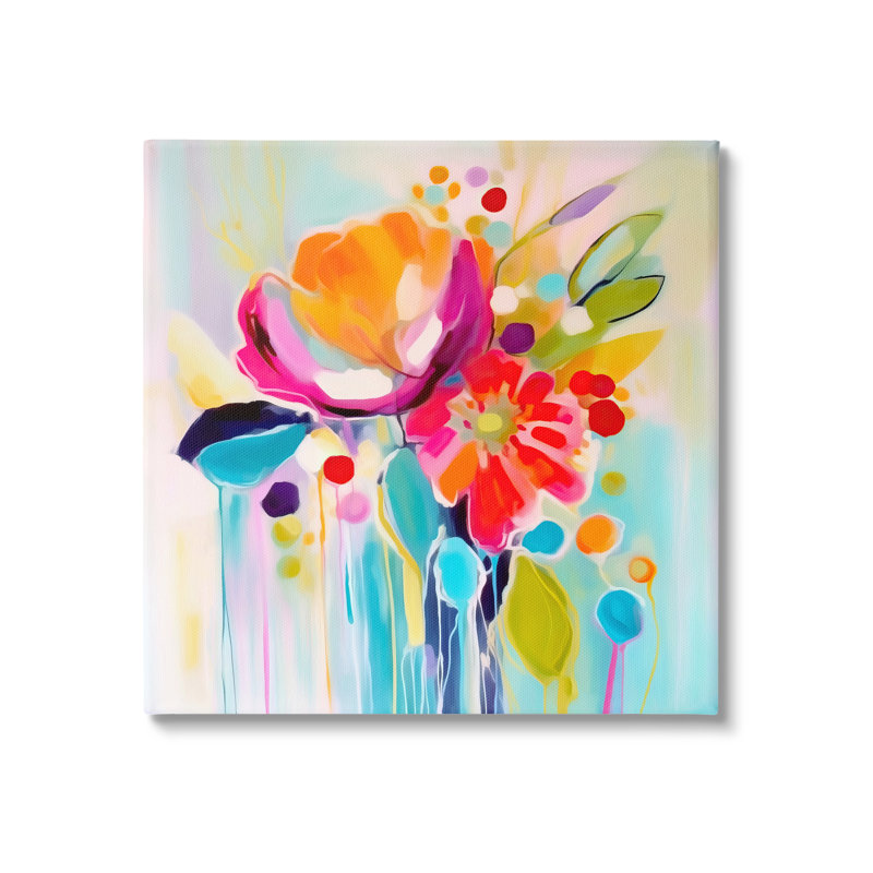 «Paint Drip Florals On Canvas» par Andrea Haase, reproduction, H 36 po x l 36 po x P 1,5 po