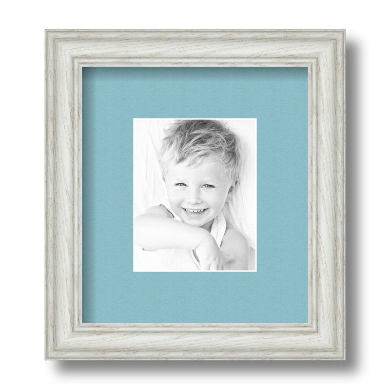 Cadre pour photo simple 3,5 po x 5 po en bois mat blanc, Bleu français
