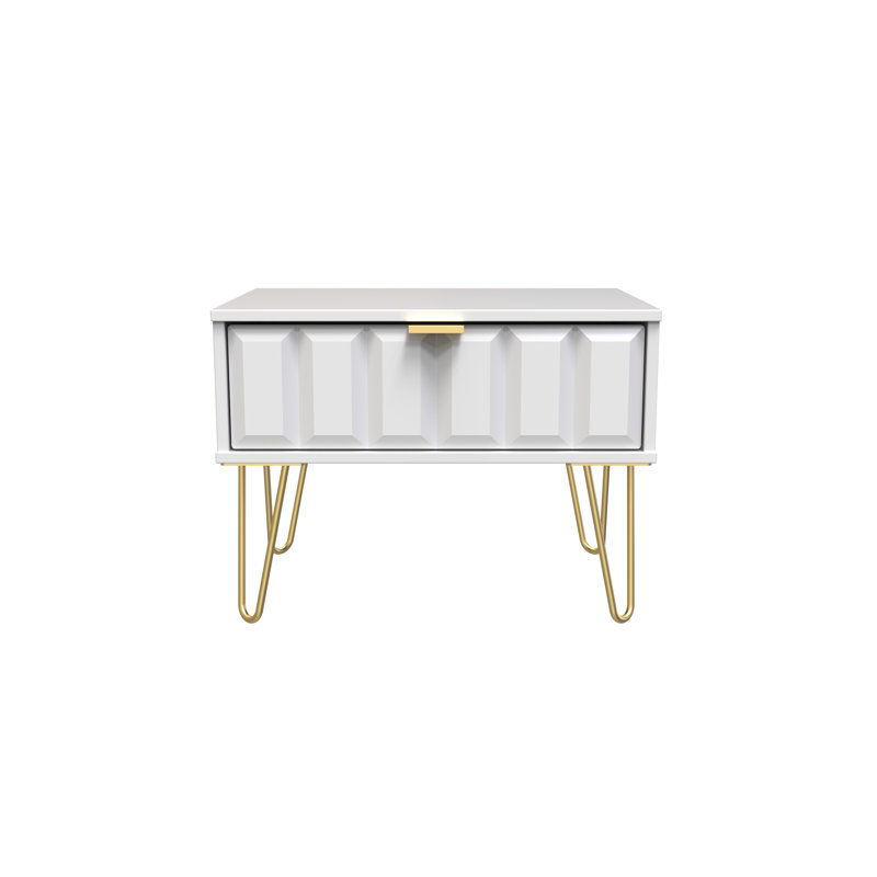 Alard End Table, White/Gold