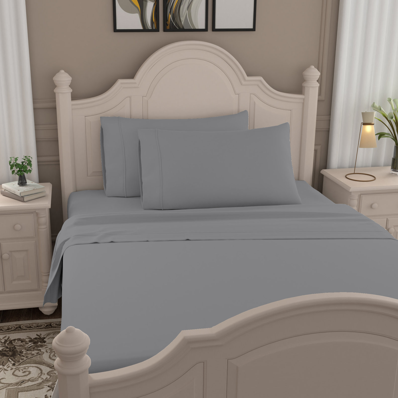 Ultimate Percale 100% Cotton Cool & Crisp Sheet Set, Full Sheet Set with 2 Pillowcases, Dark Gray