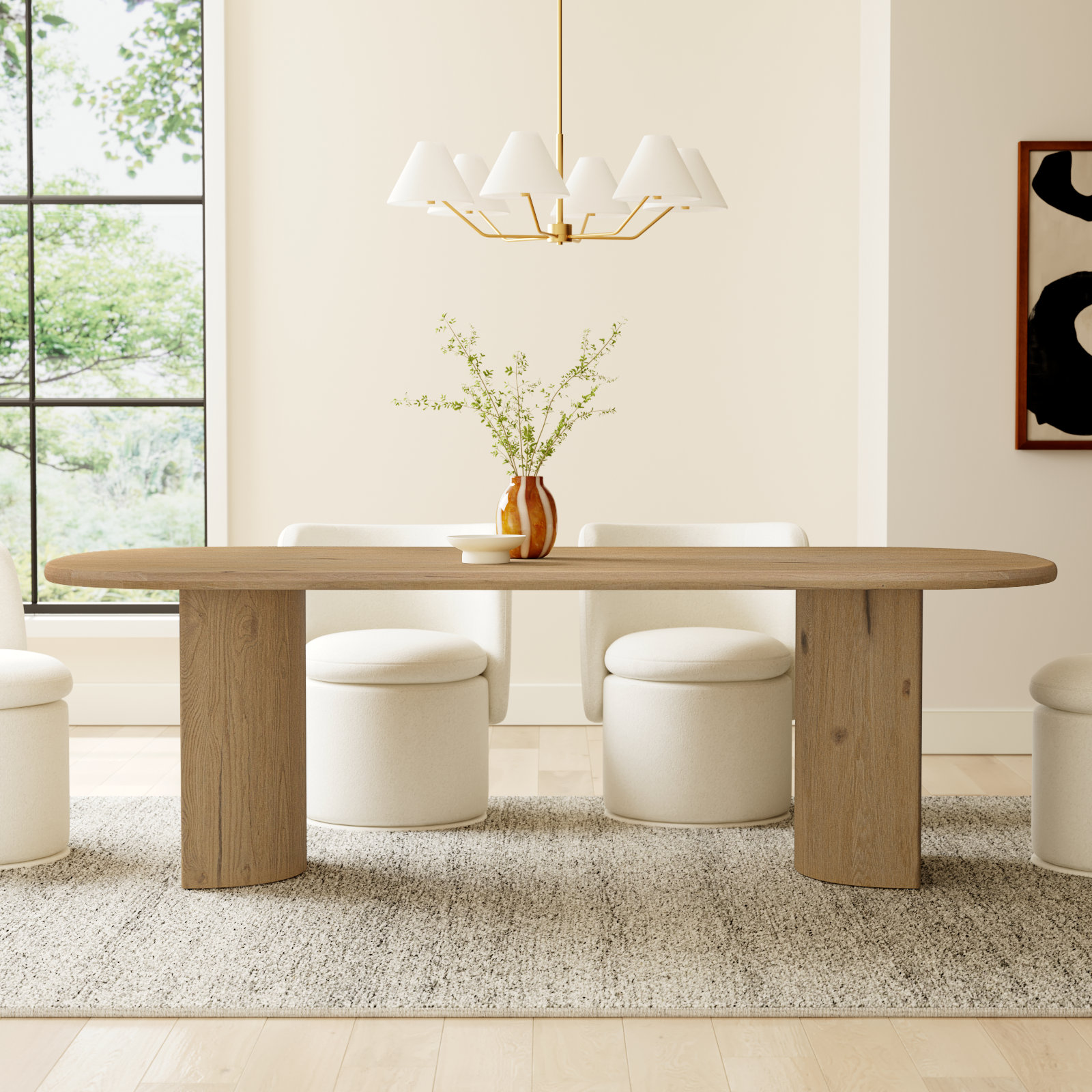 Haiden Solid Wood Dining Table, Worn Oak Veneer, 30" H x 94" W x 42" D