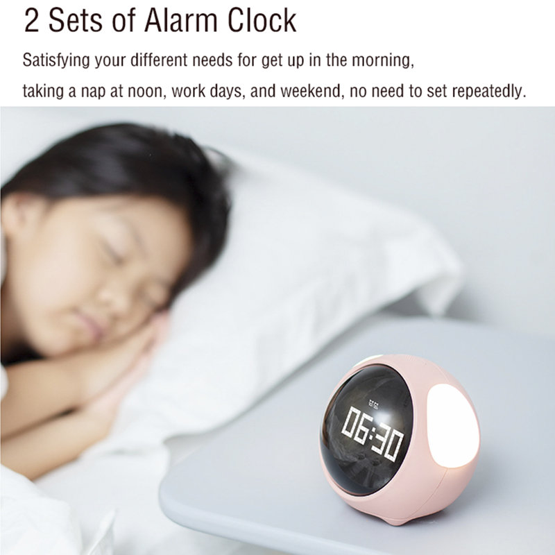 Réveil numérique mignon pour enfants, outil d'apprentissage du sommeil avec affichage DEL des expressions faciales et 2 fonctions de répétition d'alarme. Parfait pour la chambre, le salon, le bureau ou la salle d'étude.