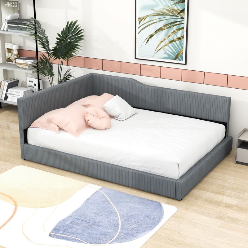 Full Wood Upholstered Daybed, Gray