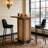 31.5" Square Rattan Bar Height Table, Compact Pub Table With Industrial Metal Footrest For Small Kitchen & Breakfast Nook