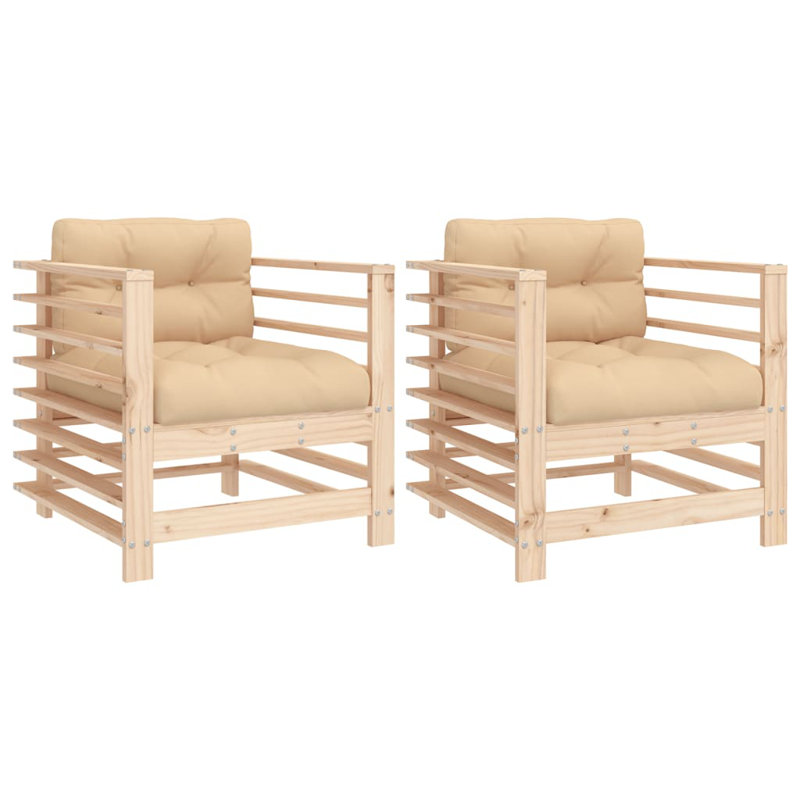 Sawiki Pine Outdoor Lounge Chair, Beige, Brown