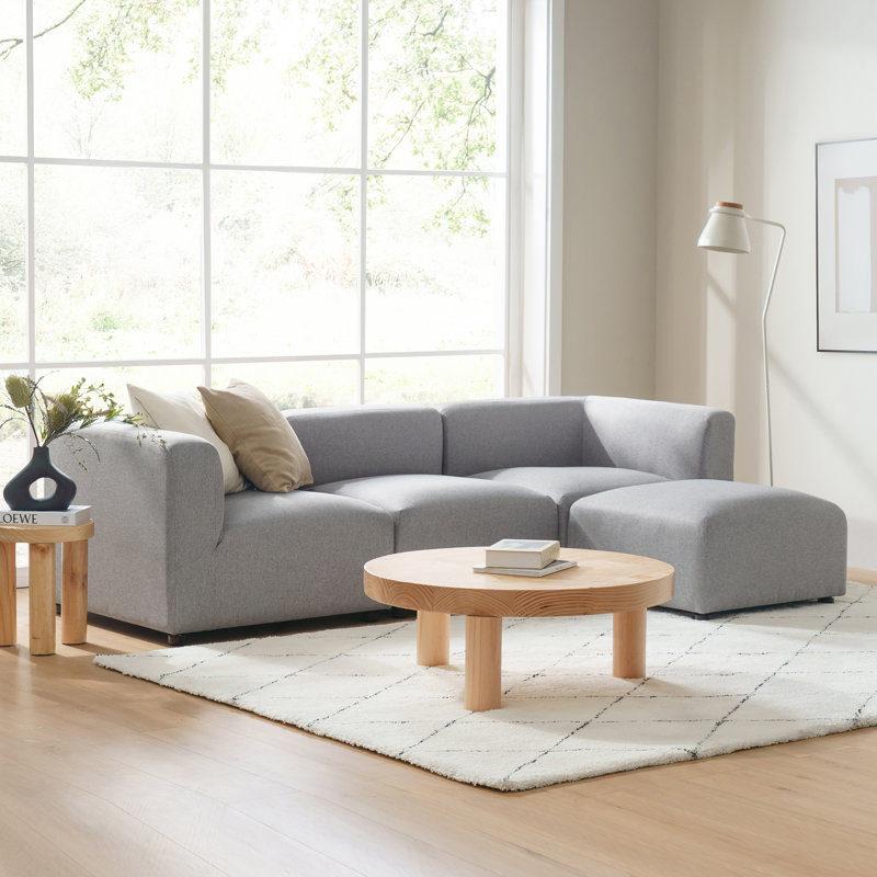 Canapé modulaire 4 pièces Luca, Polyester gris