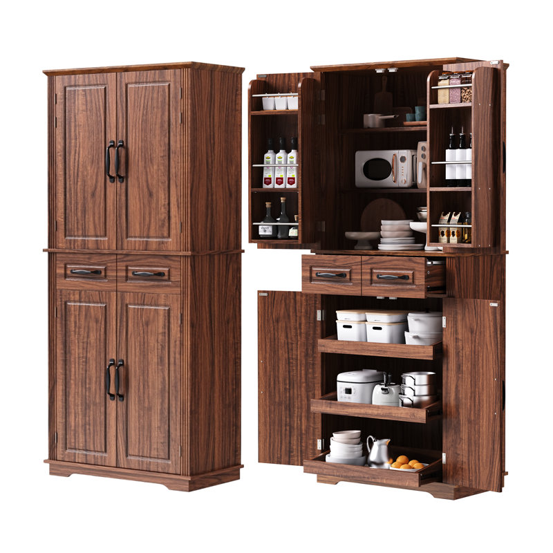 Armoire garde-manger 72 "avec tablettes et tiroirs Ruben, Noyer