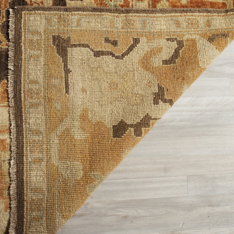 Oushak Oriental Hand Knotted Wool Brown Area Rug, Rectangle 6' x 9'